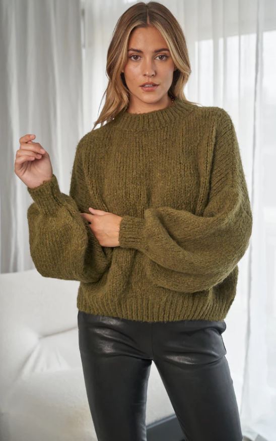 Rosalia Cropped Sweater - Khaki
