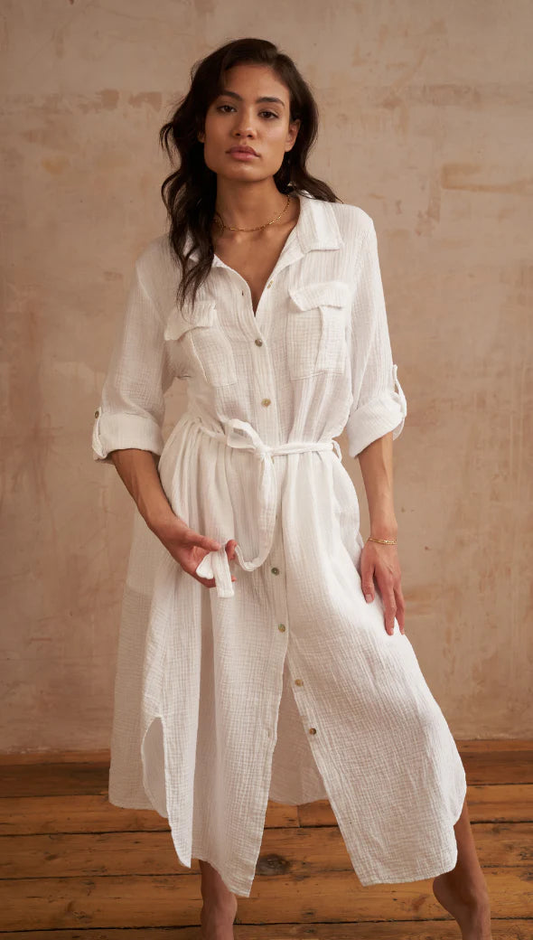 Cassis Shirt Dress - White