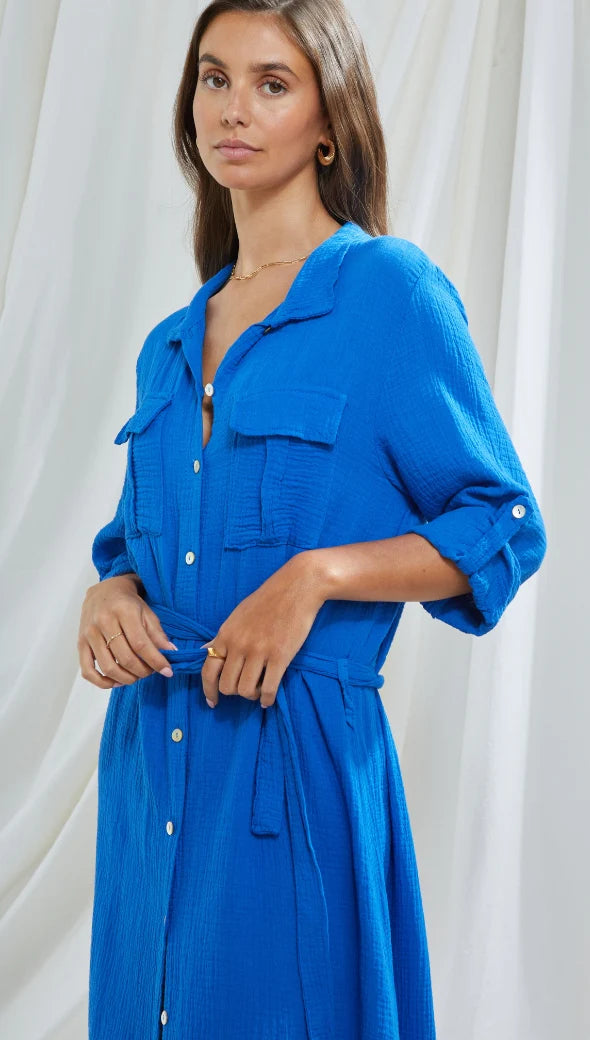 Cassis Shirt Dress - Klein Blue